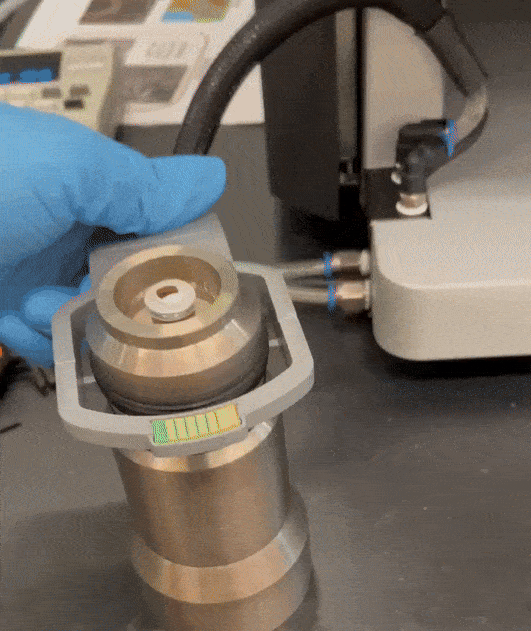 Loading the cold-stage sample holder.